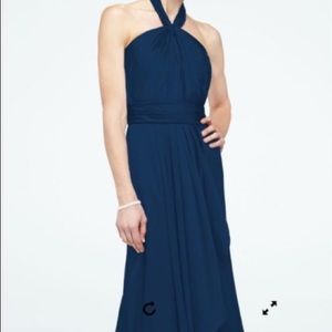Long Matte Charmeuse Dress with Y Neckline.